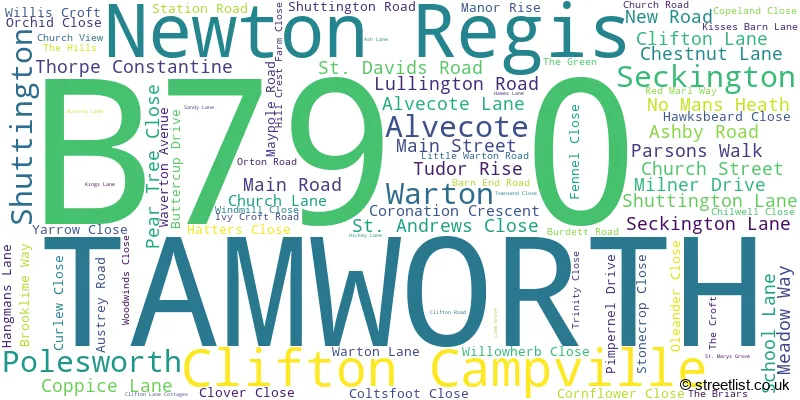 A word cloud for the B79 0 postcode